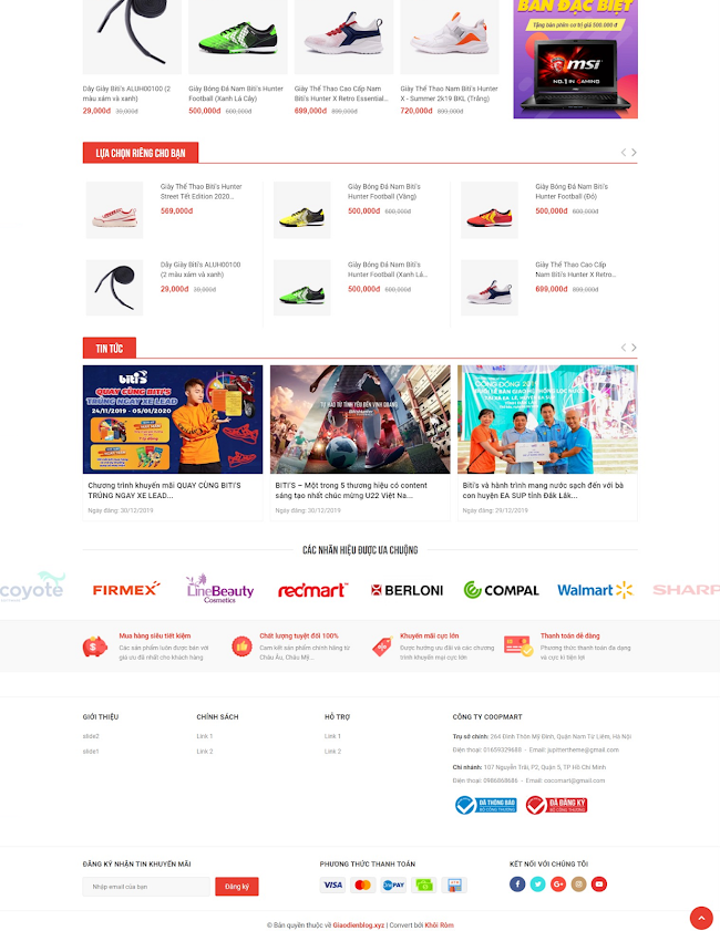 Giao diện web bán hàng Cocomart chuẩn SEO